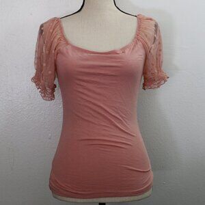 Ambiance Blush Pink Puff Sleeve Top - Size Medium